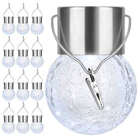 Bosceos 008678811423 12 Pack Outdoor Hanging Solar Lights Powered Crackle - White