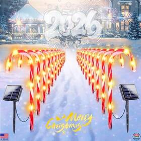 Brand Ideaals Candycanelights-2pk 24-pack Solar Candy Cane Lights Waterproof Outdoor Christmas Decor