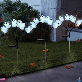 Lw-25 Brand Lewis&wayne Solar Halloween Pathway Lights 3 Pack Ghost Stakes 2 Modes Cool White Leds