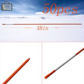 400664 Brandbager 50 Pcs 5/16 Inch Diameter Orange Snow Stakes Reflective Driveway Markers Length 48