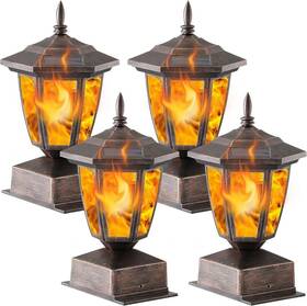 23216-4gt Branded 4 Pack Solar Flame Post Lights Waterproof Led Lanterns For 4x4 5x5 6x6 Posts