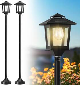 55625 Branded 63 Inch Solar Lamp Post Lights 2 Pack Outdoor Waterproof Pole New
