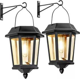 56124 Branded 2 Pack Solar Lantern Outdoor Lights Hanging Wall Sconce New 2024