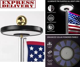 60643 Branded Solar Flag Pole Light Led 132 1500 Lumen Bright Outdoor Flagtop Lights Dusk Dawn
