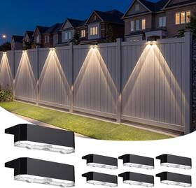 Branded 744759391063 8 Pack Solar Fence Lights Outdoor Deck Light Powered Ip65 Waterproof Led