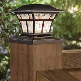 84044 Branded Led Deck Post Lamp Solar Powered Outdoor Bronze 3000k Warm White Yard