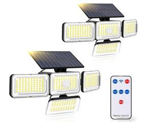 Bd001 Branded Solar Motion Sensor Lights Outdoor 2 Pack 2800lm 4 Head Remote Ip65