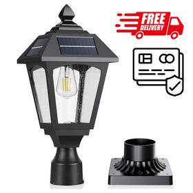 Pl007 Branded Solar Post Lights 6000k Dusk To Dawn Lamp Light With Pier Mount Base