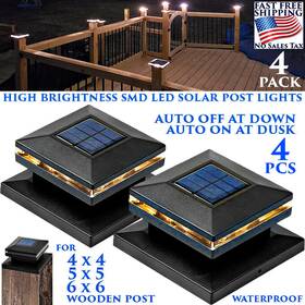 Vwsn-15lm-4 Branded 4 Pack Solar Post Cap Led Lights For 4x4 5x5 6x6 Outdoor Fence Waterproof