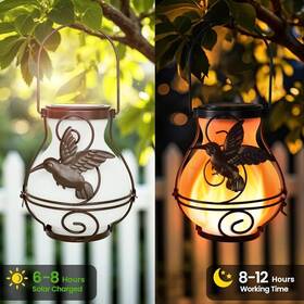 X-prek-hyd2p Branded 2 Pack Solar Flickering Flame Lights Outdoor Upgraded Metal Lantern For Hangi