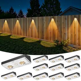 B0dycplzfh Bridika Solar Fence Lights Outdoor Waterproof 12 Pack Light Powered