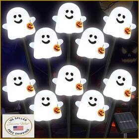 B0f3ct1nsv Brightdeck Solar Halloween Ghost Pumpkin Pathway Lights 10 Pack Outdoor Decor