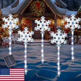 B0f4qxrwmn Brightdeck Solar Christmas Snowflake Pathway Lights Set Of 5 Outdoor Garden Decoration Wate