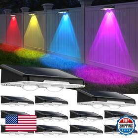 B0f8q7rkqp Brightever Solar Fence Lights Outdoor 16-pack Waterproof Warm White And Rgb 2 Modes