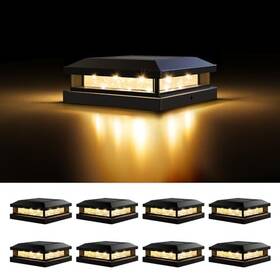 Okdmx-kn-spl-02-8p-black Brightever 4x4 Solar Post Cap Lights Outdoor 8 Packs Waterproof Black