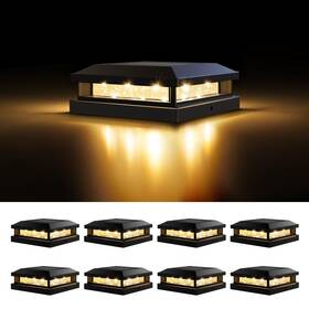 Okdmx-kn-spl-02 Brightever Solar Post Cap Lights Outdoor 8 Packs Waterproof Powered Deck Light For 4