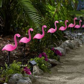 Brylanehome 196391347753 Flamingo Solar Stake Lights Set Of 10 - Multi