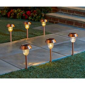 Brylanehome 196392047737 Set Of 6 Copper Finish Solar Pathway Lights -