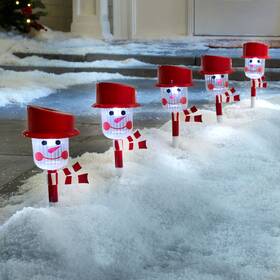 Brylanehome 196438793598 Snowman Solar Pathway Light Stakes Set Of 6 -