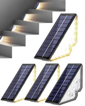 Bstot 663899675126 Solar Step Lights Outdoor Waterproof Led Deck Stair Pathway Warm White 4pcs