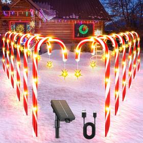 B0fkg5ytq1 Bucasa 12-pack Solar Candy Cane Lights Outdoor Christmas Decorations 72 Led