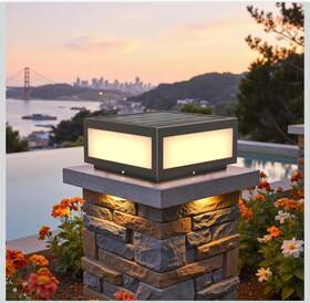 Bn-spost-12x12in Buinne 12 Inch Solar Column Lights Stainless Steel 9w Panel 19wh Battery 2w Led