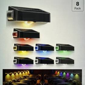 Bunee 445037897828 Waterproof Solar Fence Lights Outdoor 8 Pack 12 Rgb Color Changing Mode