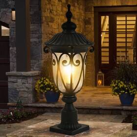 Byteany 313040929980 1-light Black Metal Outdoor Weather Resistant Post Light With No Bulb Included