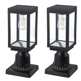 Ca2583-jun-2p C Cattleya 2 Pack Solar Outdoor Post Light With Clear Glass Shade Bulb Included