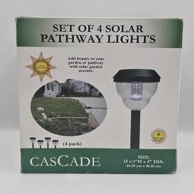 Cascade 841544001173 Solar Led Lights Outdoor Pathway Weatherproof 4 Pack Super Bright White