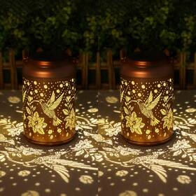 H-yxdl08 Cawalap 2 Pack Hummingbird Solar Lanterns Outdoor Waterproof Hanging Lights Bi