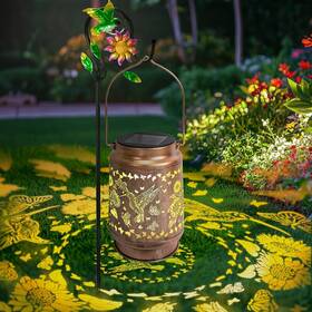 1001hmb Cedarlux Solar Sunflower Lanterns Outdoor Waterproof With Shepherd Hook Hummingbird Gard