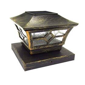 10227-br6 Cheekon 6x6 Solar Lights Metal Glass Bronze Wood Post Cap Outdoor Garden Yard Deck