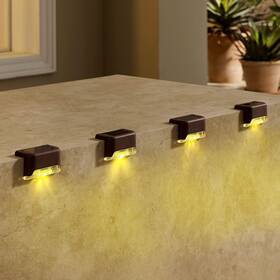 Chowerfly 313095157116 Solar Deck Lights Black 4 Pack Outdoor Waterproof Led Patio Fence Ste