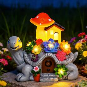 Cikoube 445054677625 Solar Garden Turtle Statue Outdoor With 8 Led Lights Shatter-resistant Resin To