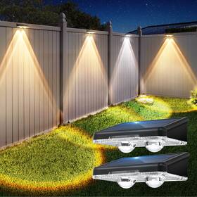 14532 Claoner 2pk Led Solar Power Wall Light Outdoor Garden Waterproof Fence Deck Steps Lamp
