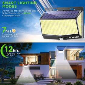 58685 Claoner 468led Solar Powered Motion Sensor Lights Outdoor Garden Security Wall Lamp X6