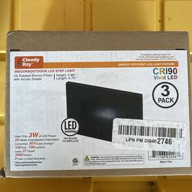 Cloudy Bay 711766920067 120v Dimmable Led Step Light 3000k Warm White 3w 100lm Indoor Outdoor Stair L