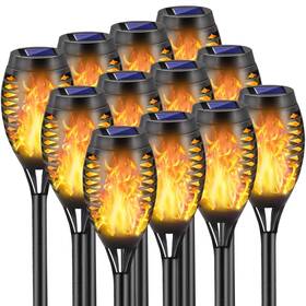 Cocomox 880225279197 Solar Torch Lights Outdoor 12 Pack Flickering Flame Mini