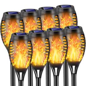 Cocomox 880651669098 Solar Torch Lights 8 Pack Flickering Flame 12 Led Waterproof Outdoor Landscape