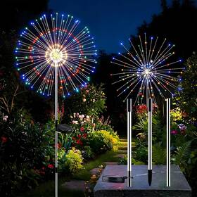 Colcutee 313027884851 2 Pack Solar Firework Lights Outdoor Adjustable 32 Inch To 51 Extra Tall 200 Led
