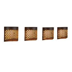 203041 Collections Etc Solar Powered Shadow Fence Lights - Set Of 4