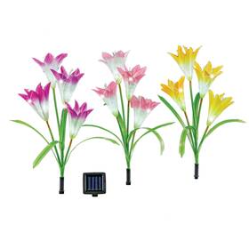8113w Collections Etc Solar Powered Richly-colored Lily Stakes - Set Of 3