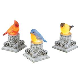 Cosu240651 Collections Etc Solar Powered Birds On Pillars Garden Decorations - Set Of 3