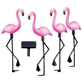 Gd14173-04000 Collections Etc Pink Flamingos Solar Yard Stakes Set Of 4