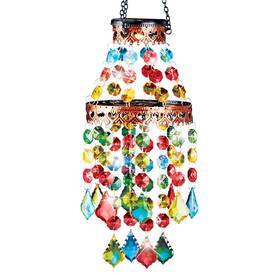 Zl-142542 Collections Etc Solar Powered Colorful Sparkling Beads Chandelier Mobile