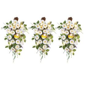 Zl-143443 Collections Etc Set Of 3 Solar Led Lighted Daisy And Lavender Flower Swags