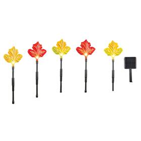 Zl-143721 Collections Etc Solar Powered Autumn-colored Leaves Stake Lights - Set Of 5
