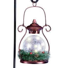 Zl-157578 Collections Etc Solar Hanging Crackled Lantern With Shepherds Hook - Seasonal Outdoor Decoration