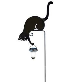Zl-157774 Collections Etc Cat Holding Solar Lantern Decorative Garden Stake